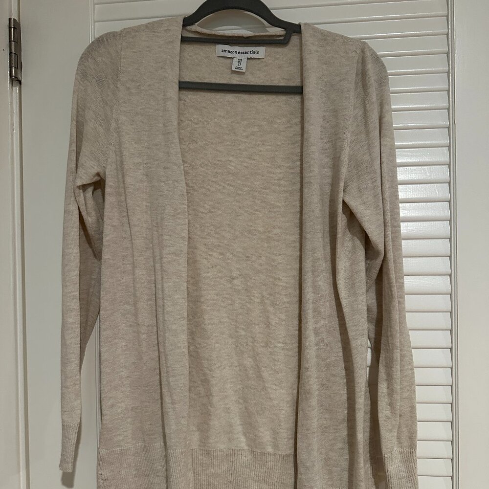 Amazon Essentials Oatmeal Heather Open Front Lightweight Cardigan - Size S